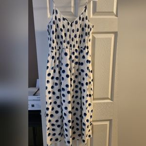 H & M sz Small white with blue poka dot dress